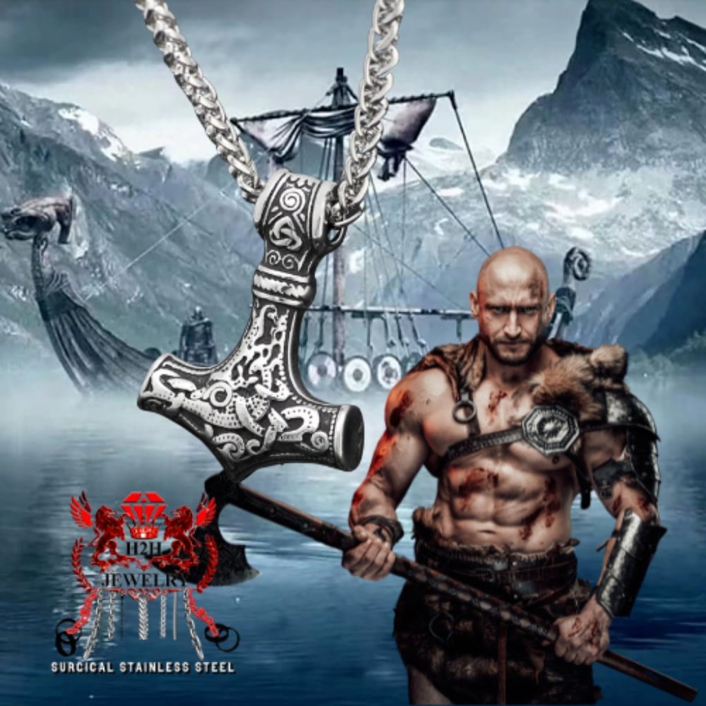 Mjolnir Pendant Viking Necklace - Hammer of Thor - Titanium Steel | Norse Neckla